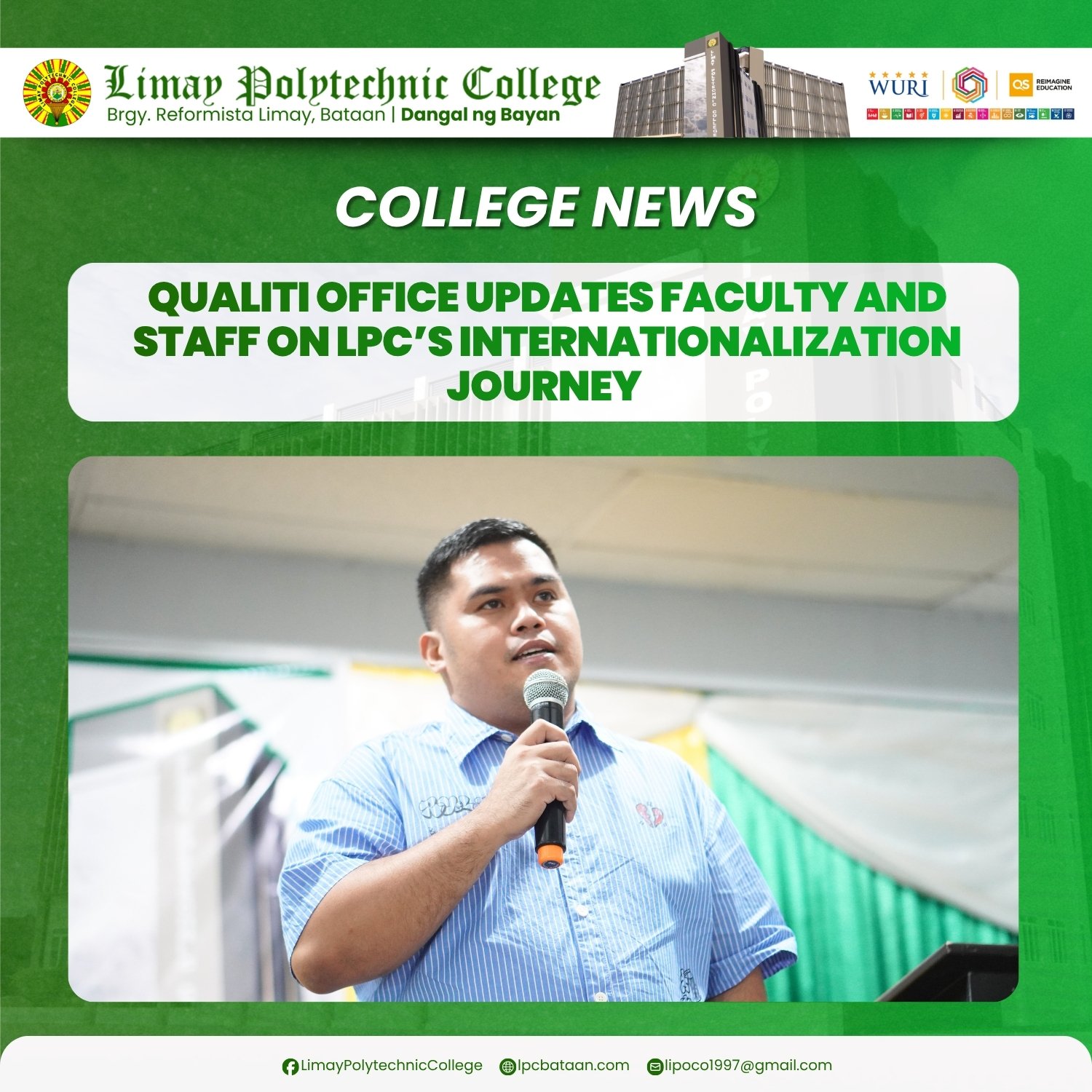 𝗖𝗢𝗟𝗟𝗘𝗚𝗘 𝗡𝗘𝗪𝗦 | QUALITI Office updates Faculty and Staff on LPC’s  Internationalization Journey