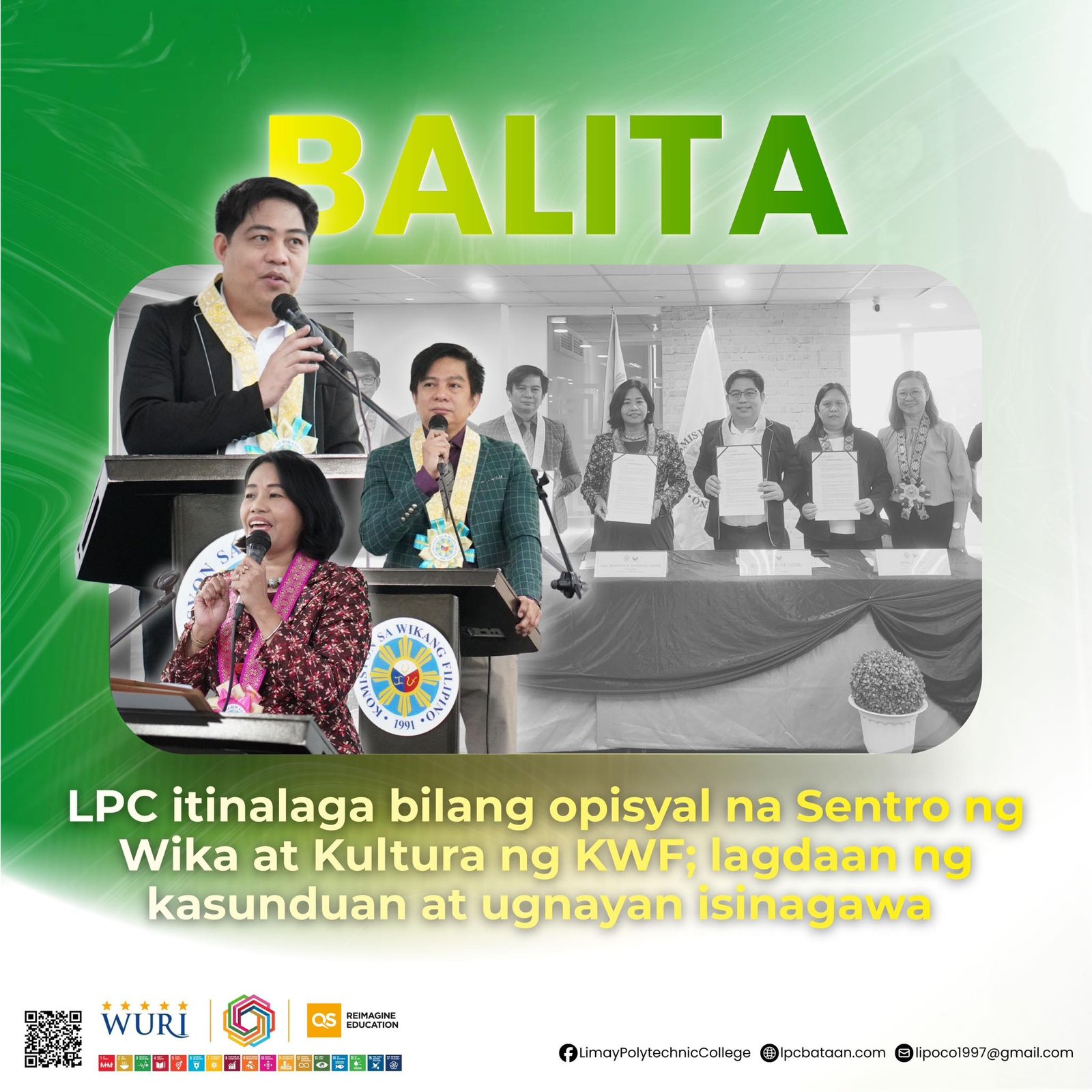 𝗕𝗔𝗟𝗜𝗧𝗔 | LPC itinalaga bilang opisyal na Sentro ng Wika at Kultura ng KWF; lagdaan ng kasunduan at ugnayan isinagawa