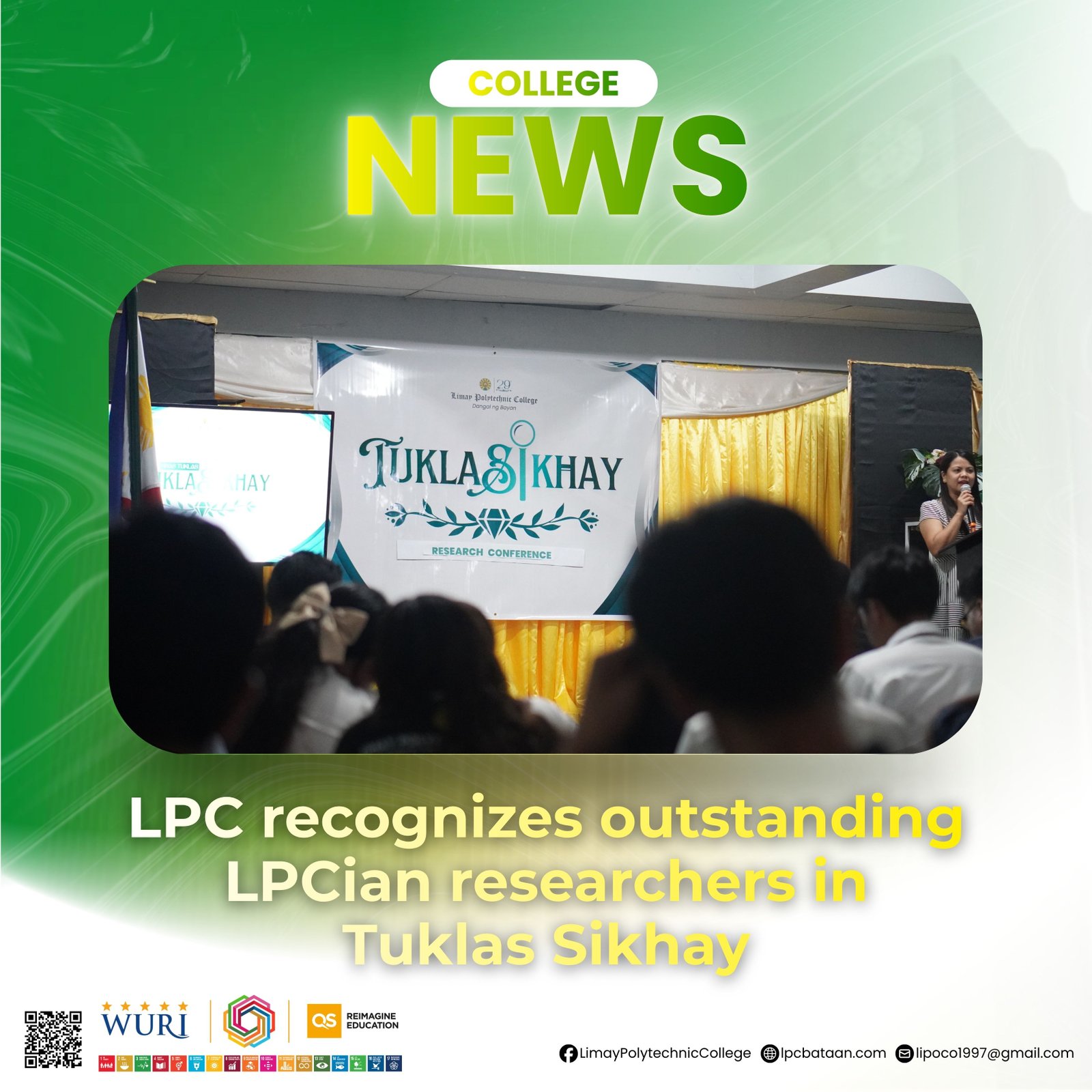𝗖𝗢𝗟𝗟𝗘𝗚𝗘 𝗡𝗘𝗪𝗦 | LPC recognizes outstanding LPCian researchers in Tuklas Sikhay