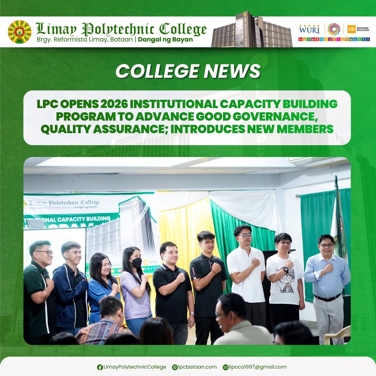 𝗖𝗢𝗟𝗟𝗘𝗚𝗘 𝗡𝗘𝗪𝗦 | LPC opens 2026 Institutional Capacity Building Program to Advance Good Governance, Quality Assurance