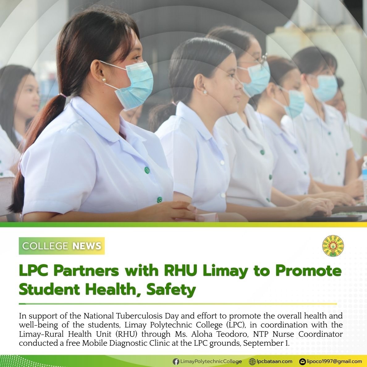 𝗖𝗢𝗟𝗟𝗘𝗚𝗘 𝗡𝗘𝗪𝗦 | LPC Partners with RHU Limay to Promote Student Health, Safety