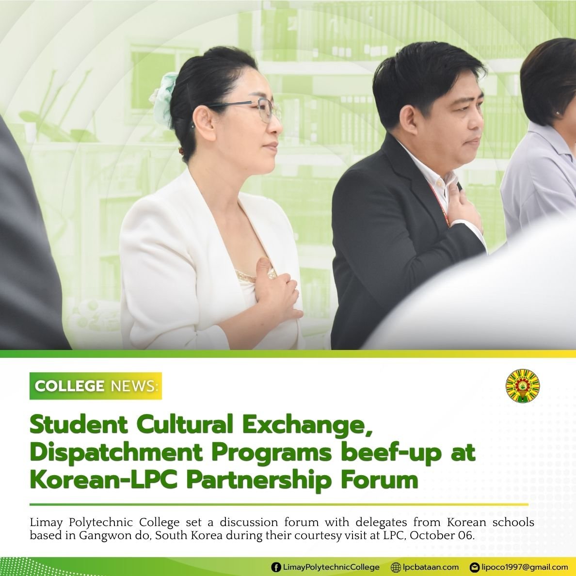 𝗖𝗢𝗟𝗟𝗘𝗚𝗘 𝗡𝗘𝗪𝗦 | Student Cultural Exchange, Dispatchment Programs beef-up at Korean-LPC Partnership Forum