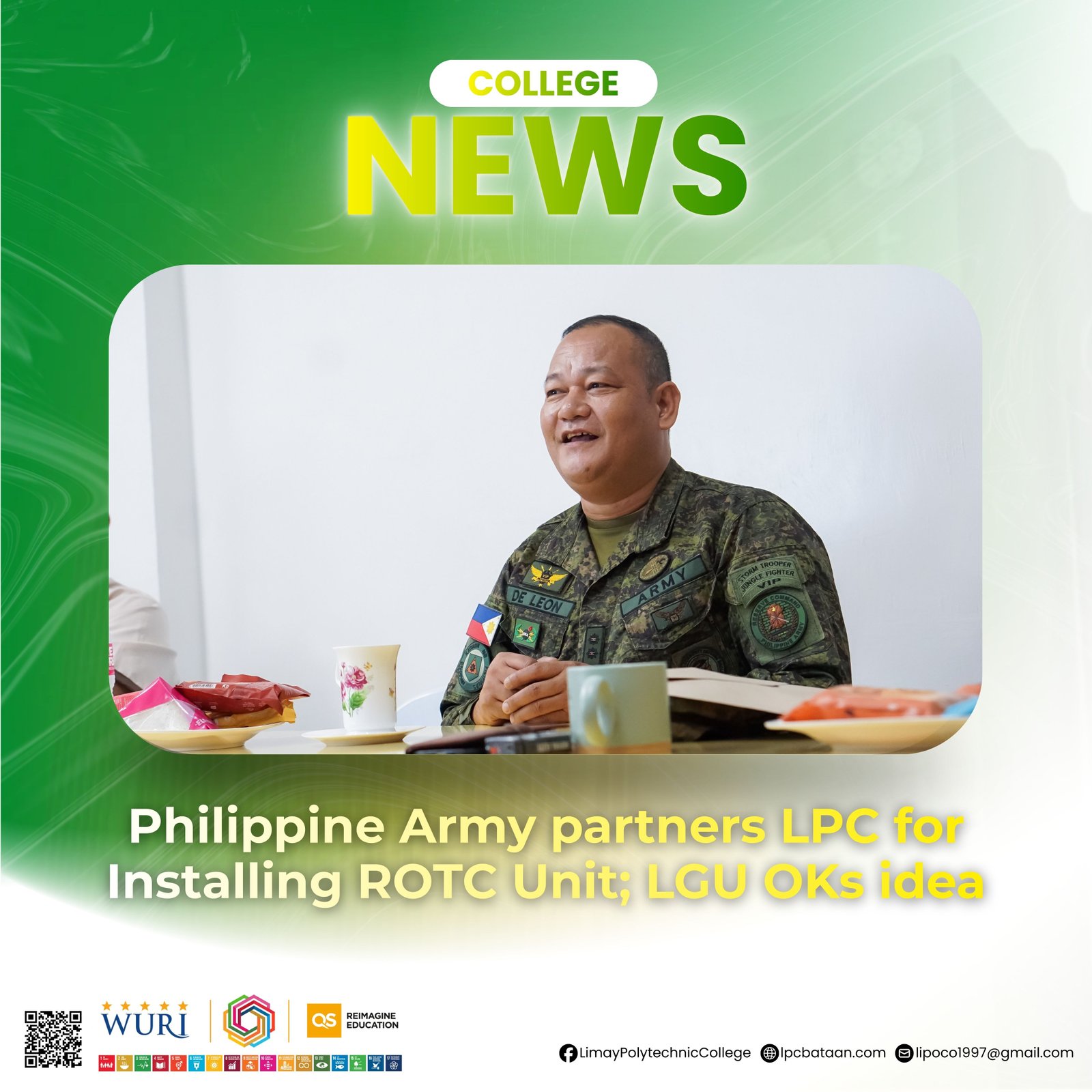𝗖𝗢𝗟𝗟𝗘𝗚𝗘 𝗡𝗘𝗪𝗦 | Philippine Army partners LPC for Installing ROTC Unit; LGU OKs idea