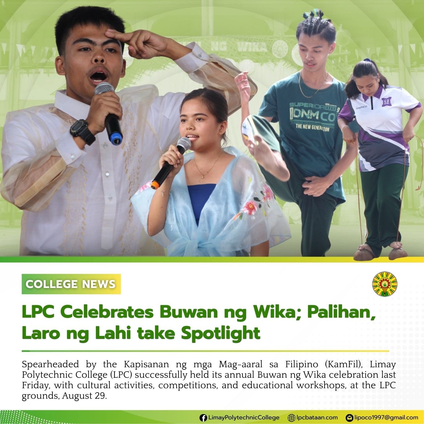 𝗖𝗢𝗟𝗟𝗘𝗚𝗘 𝗡𝗘𝗪𝗦 | LPC Celebrates Buwan ng Wika; Palihan, Laro ng Lahi take Spotlight