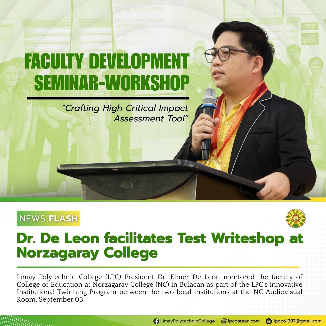 𝗡𝗘𝗪𝗦 𝗙𝗟𝗔𝗦𝗛 | Dr. De Leon facilitates Test Writeshop at Norzagaray College