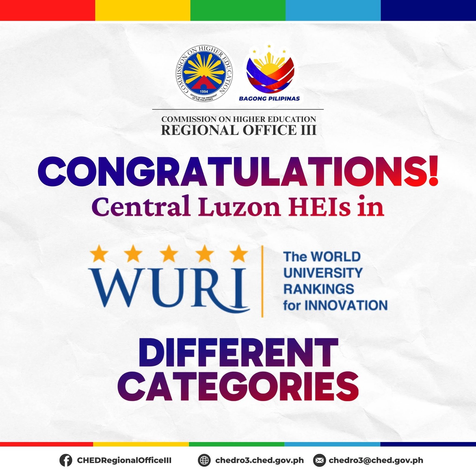 CHEDRO3 lauds WURI ranked regional HEIs