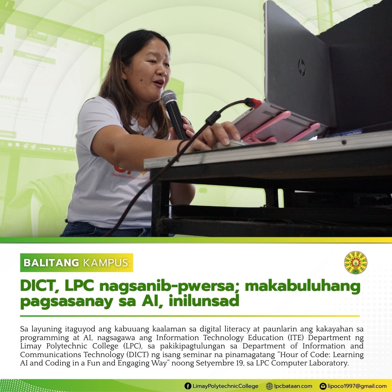 𝗕𝗔𝗟𝗜𝗧𝗔 | DICT, LPC nagsanib-pwersa; makabuluhang pagsasanay sa AI, inilunsad