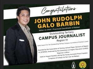 ATSPAR hails LPCian as Outstanding Region 3 Tertiary Campus Journalist