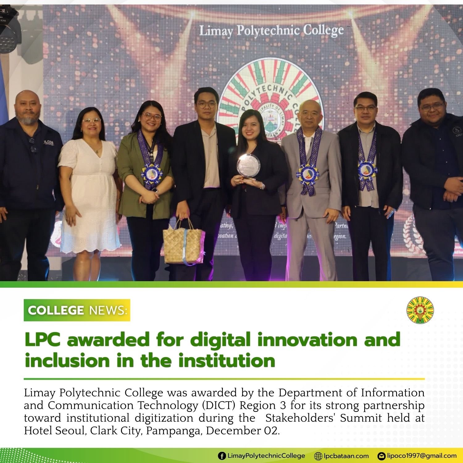 𝗖𝗢𝗟𝗟𝗘𝗚𝗘 𝗡𝗘𝗪𝗦 | LPC awarded for digital innovation and inclusion in the institution
