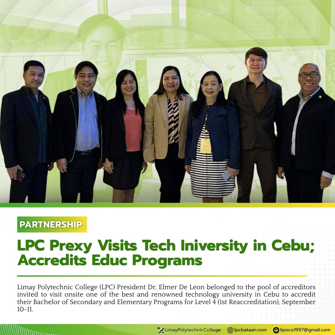𝗣𝗔𝗥𝗧𝗡𝗘𝗥𝗦𝗛𝗜𝗣 | LPC Prexy Visits Tech University in Cebu; Accredits Educ Programs
