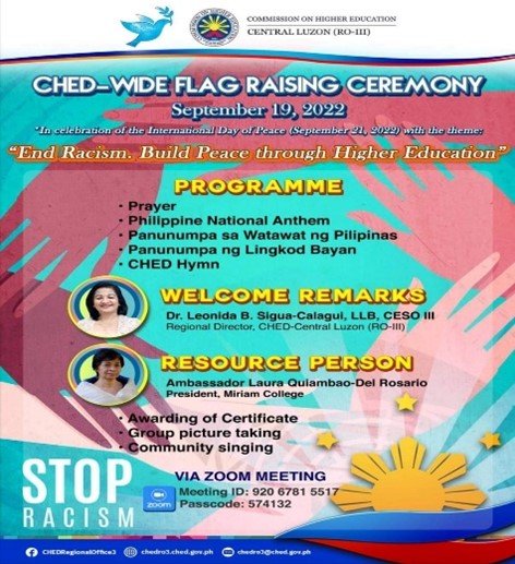 LPC supports CHED-Wide Flag Ceremony and International Day of Peace