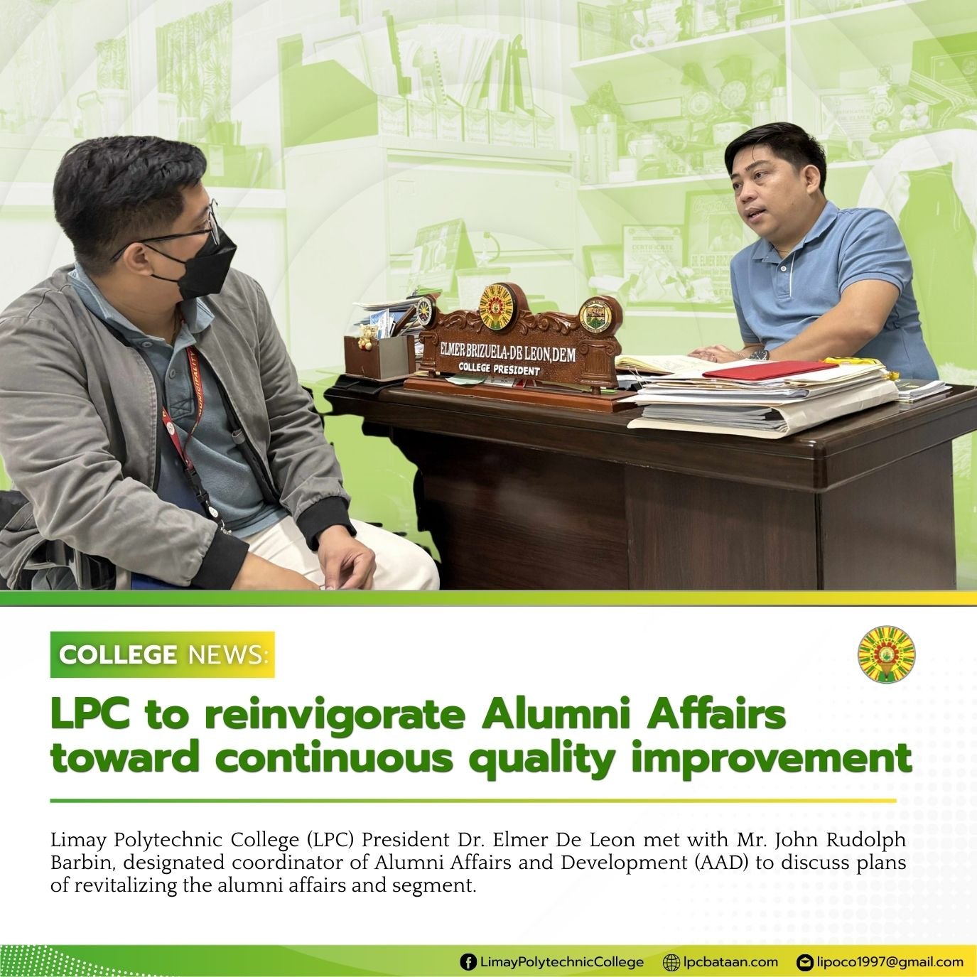 𝗖𝗢𝗟𝗟𝗘𝗚𝗘 𝗡𝗘𝗪𝗦 | LPC to reinvigorate Alumni Affairs toward continuous quality improvement