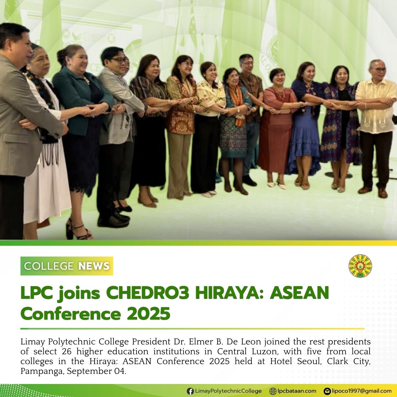 𝗖𝗢𝗟𝗟𝗘𝗚𝗘 𝗡𝗘𝗪𝗦 | LPC joins CHEDRO3 HIRAYA: ASEAN Conference 2025