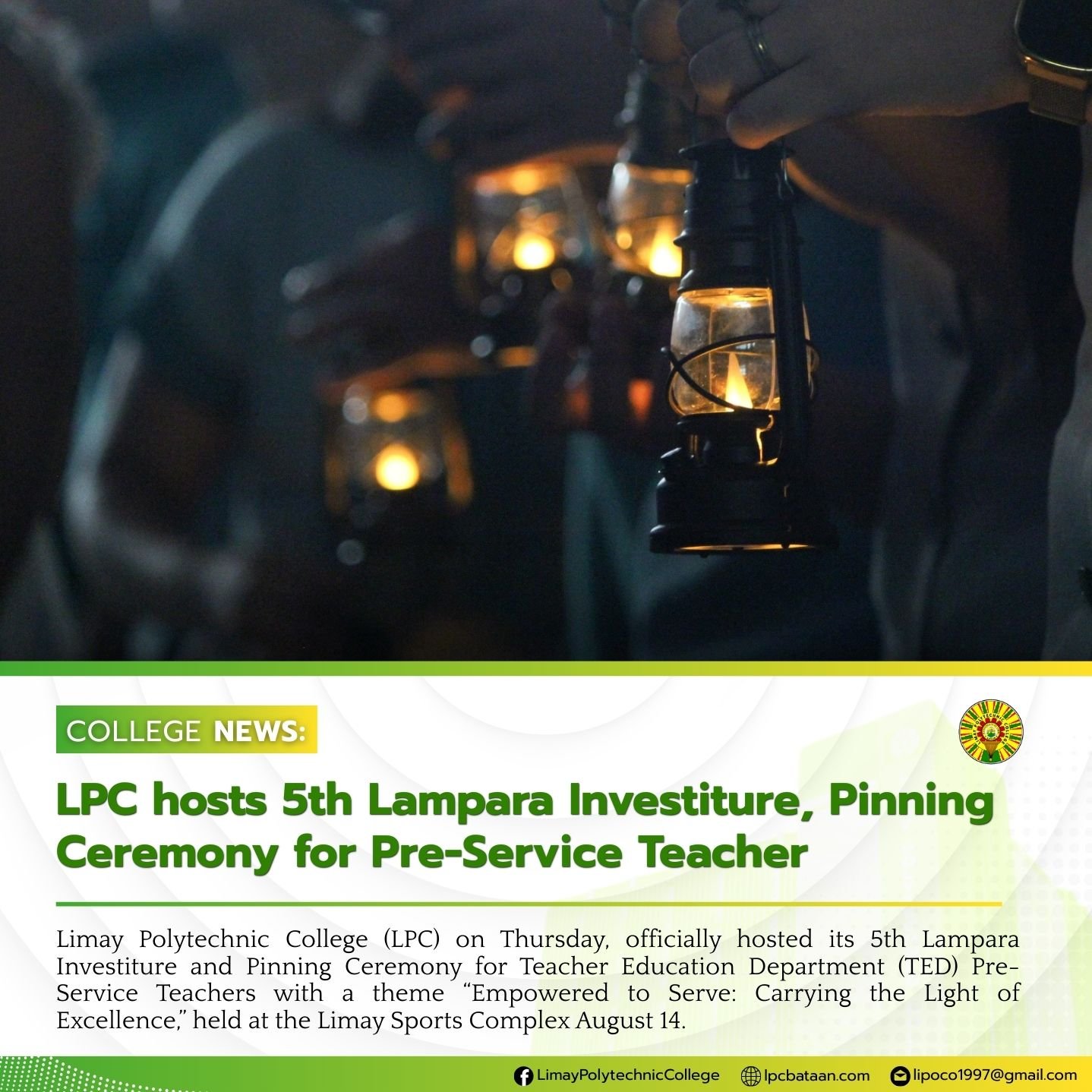 𝗟𝗣𝗖 𝗵𝗼𝘀𝘁𝘀 𝟱𝘁𝗵 𝗟𝗮𝗺𝗽𝗮𝗿𝗮 𝗜𝗻𝘃𝗲𝘀𝘁𝗶𝘁𝘂𝗿𝗲, 𝗣𝗶𝗻𝗻𝗶𝗻𝗴 𝗖𝗲𝗿𝗲𝗺𝗼𝗻𝘆 𝗳𝗼𝗿 𝗣𝗿𝗲-𝗦𝗲𝗿𝘃𝗶𝗰𝗲 𝗧𝗲𝗮𝗰𝗵𝗲𝗿𝘀