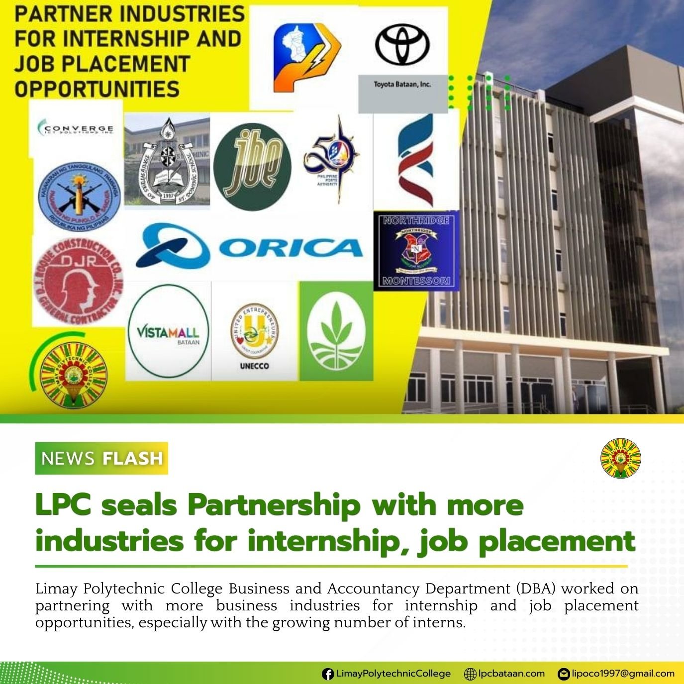 𝗡𝗘𝗪𝗦 𝗙𝗟𝗔𝗦𝗛 | LPC seals Partnership with more industries for internship and job placement
