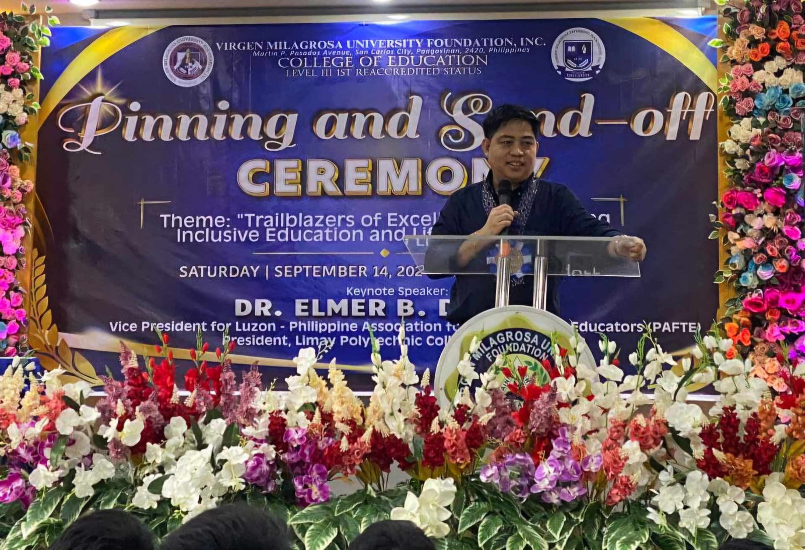 De Leon inspires partner VMUF preservice teachers during Pinning, Send-off rites
