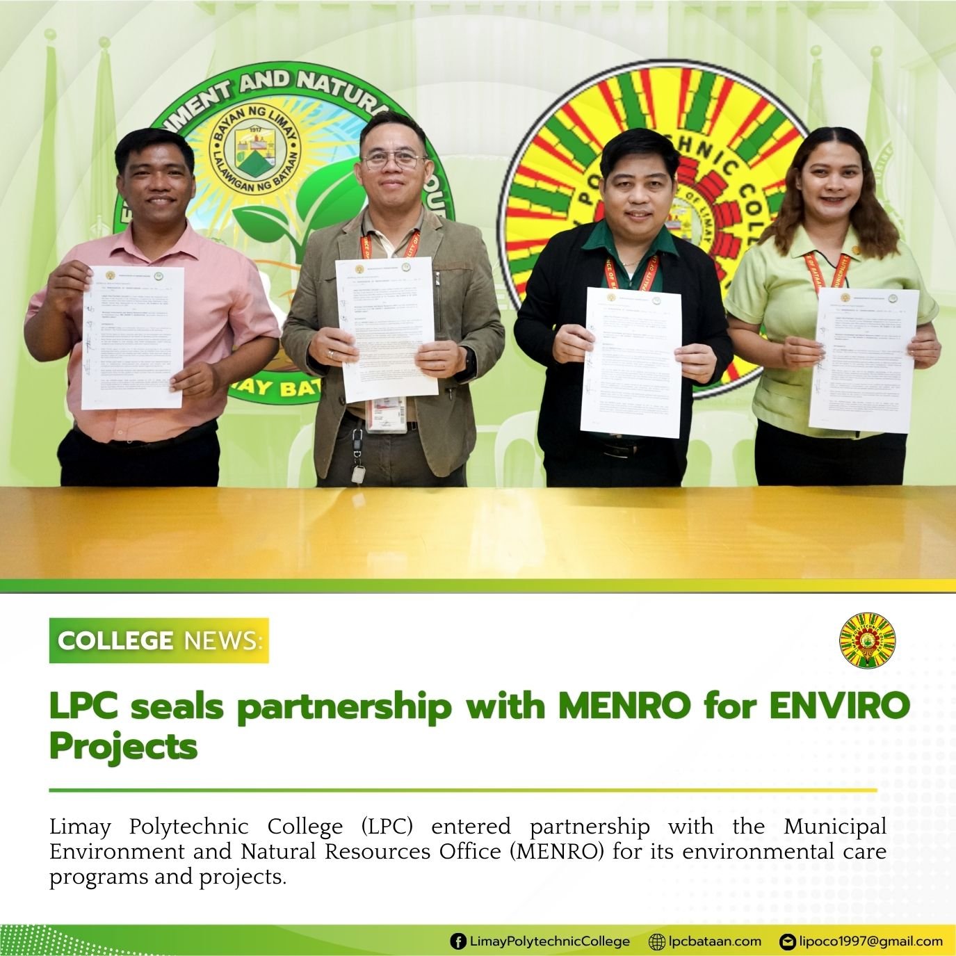 𝗖𝗢𝗟𝗟𝗘𝗚𝗘 𝗡𝗘𝗪𝗦 | LPC seals partnership with MENRO for ENVIRO Projects
