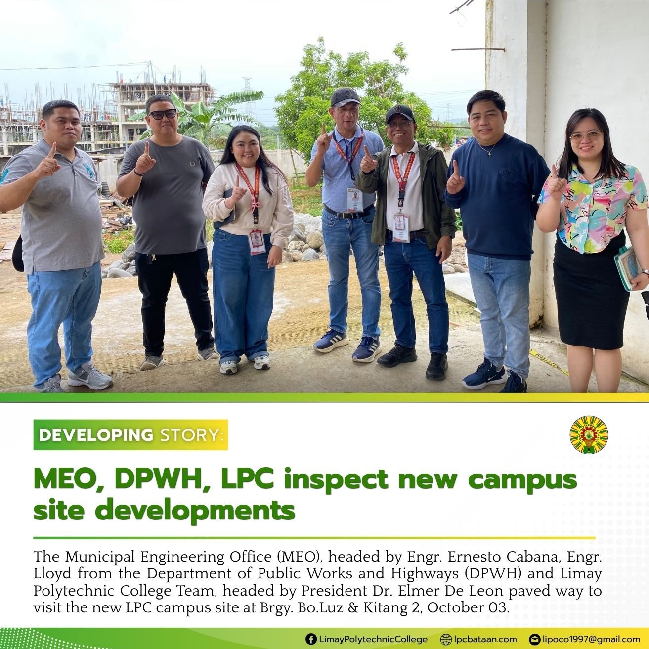 𝗗𝗘𝗩𝗘𝗟𝗢𝗣𝗜𝗡𝗚 𝗦𝗧𝗢𝗥𝗬 | MEO, DPWH, LPC inspect new campus site developments