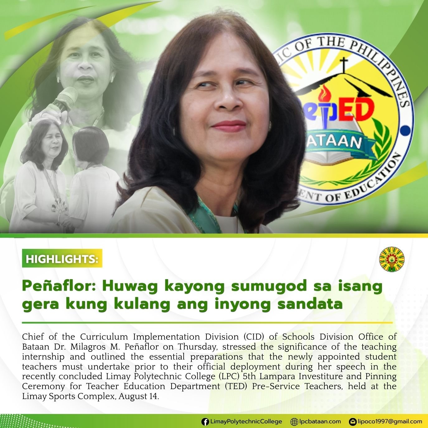 Peñaflor: Huwag kayong sumugod sa isang gera kung kulang ang inyong sandata