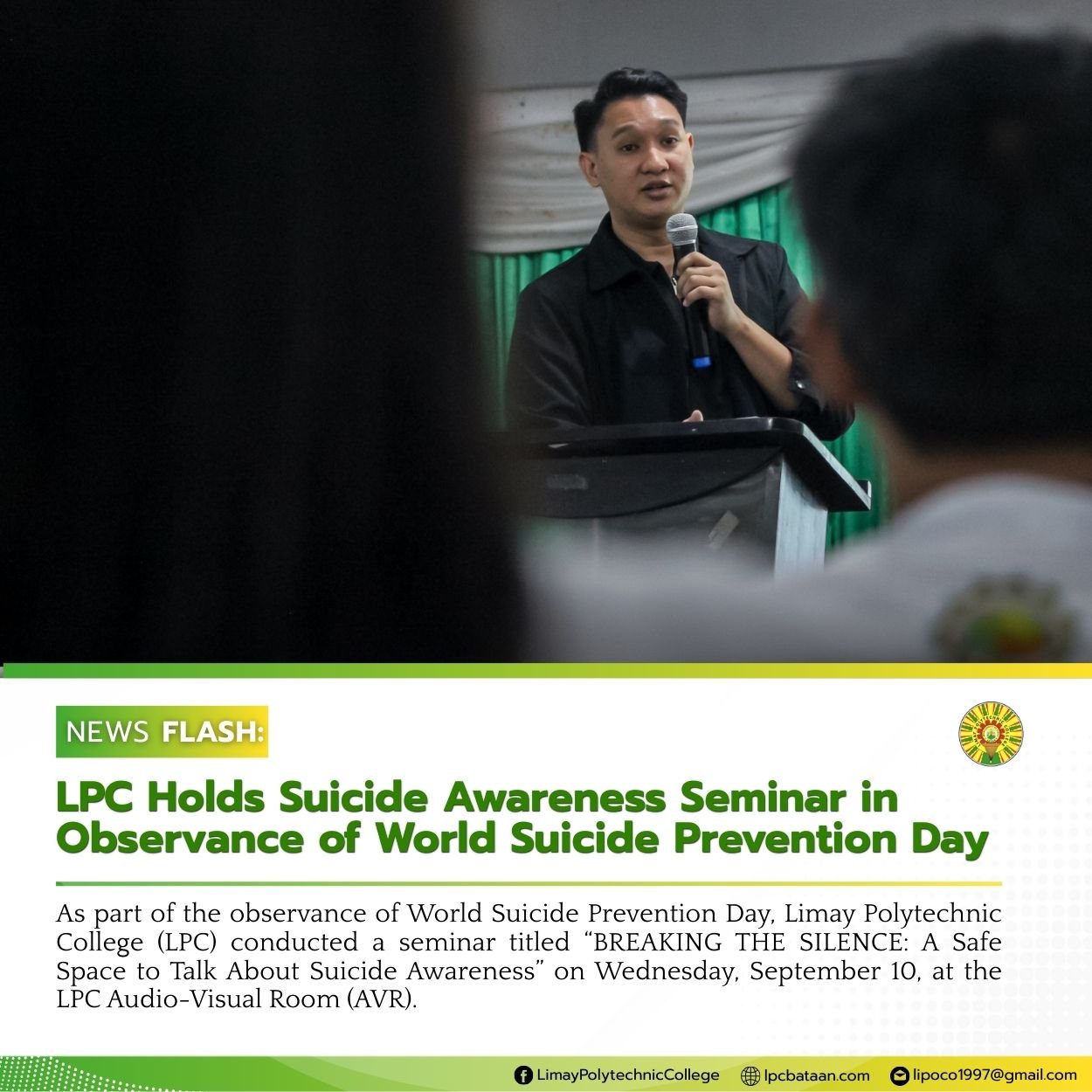 𝗡𝗘𝗪𝗦 𝗙𝗟𝗔𝗦𝗛 | LPC Holds Suicide Awareness Seminar in Observance of World Suicide Prevention Day
