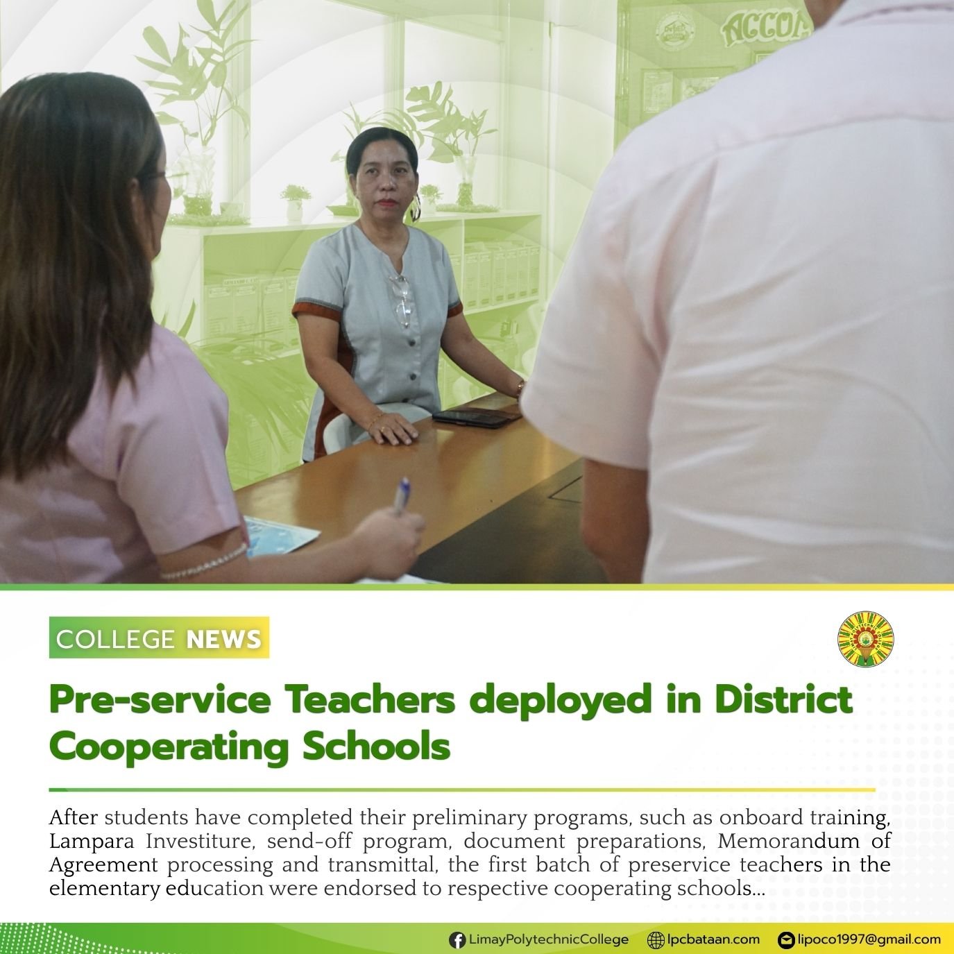 𝗖𝗢𝗟𝗟𝗘𝗚𝗘 𝗡𝗘𝗪𝗦 | Pre-service Teachers deployed in District Cooperating Schools