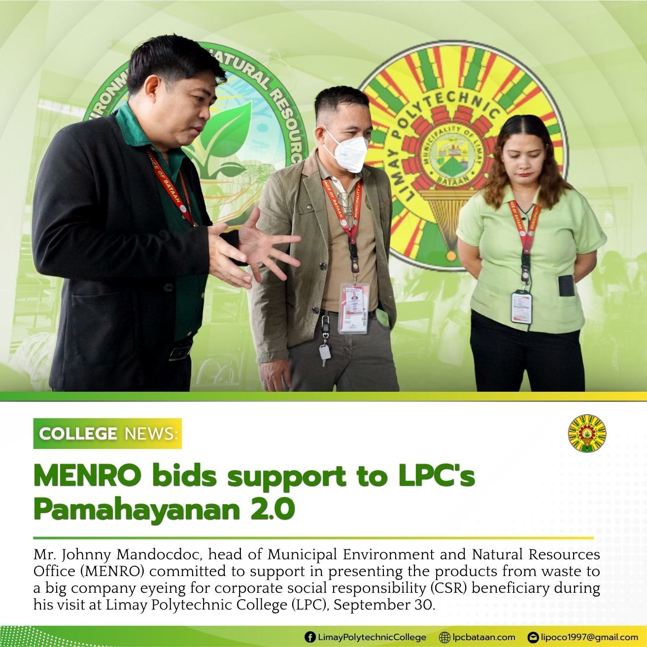 𝗖𝗢𝗟𝗟𝗘𝗚𝗘 𝗡𝗘𝗪𝗦 | MENRO bids support to LPC's Pamahayanan 2.0