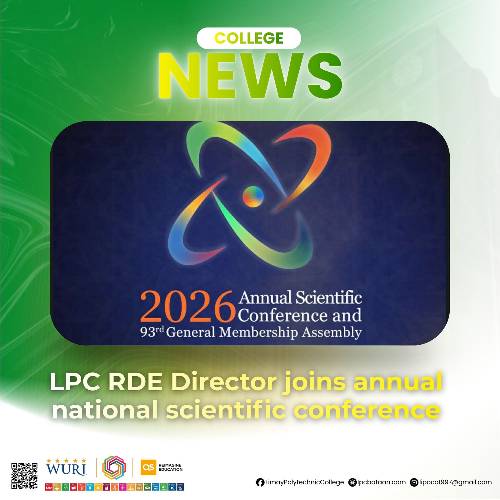 𝗖𝗢𝗟𝗟𝗘𝗚𝗘 𝗡𝗘𝗪𝗦 | LPC RDE director joins annual nat'l scientific conference