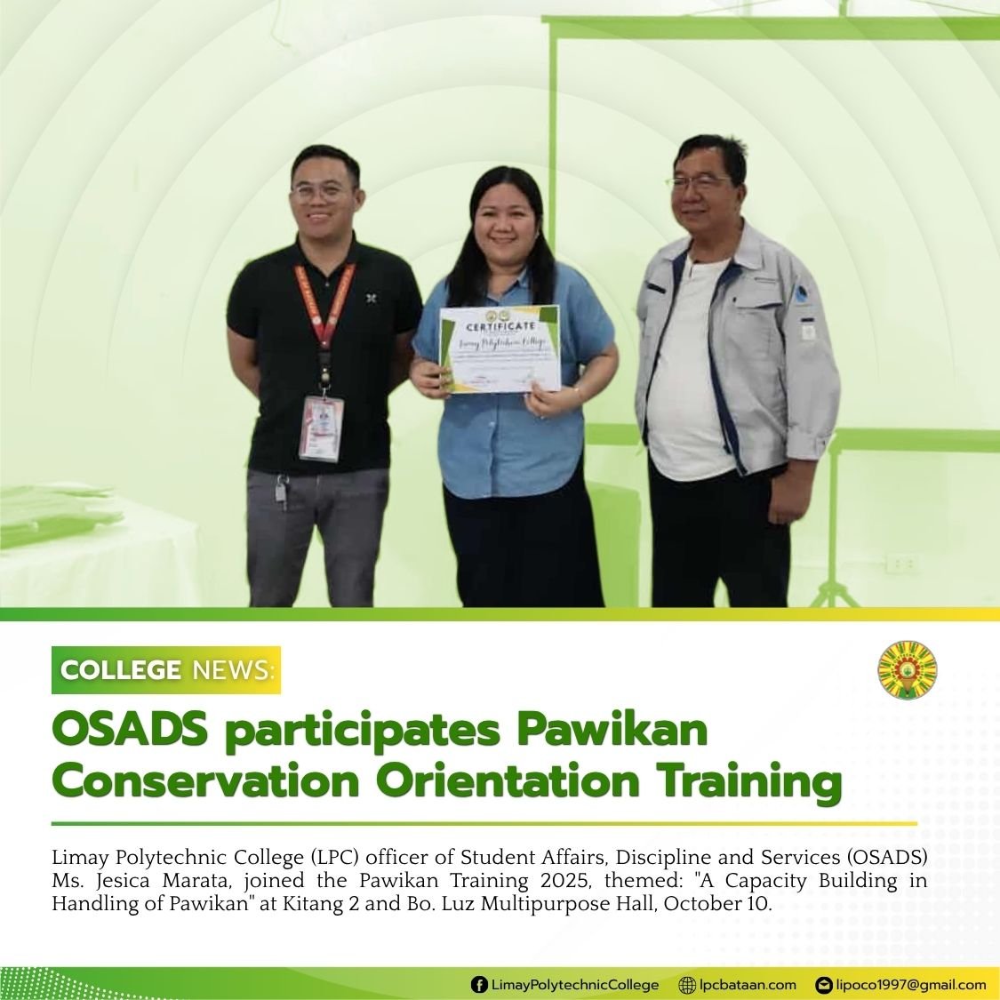 𝗖𝗢𝗟𝗟𝗘𝗚𝗘 𝗡𝗘𝗪𝗦 | OSADS participates Pawikan Conservation Orientation Training