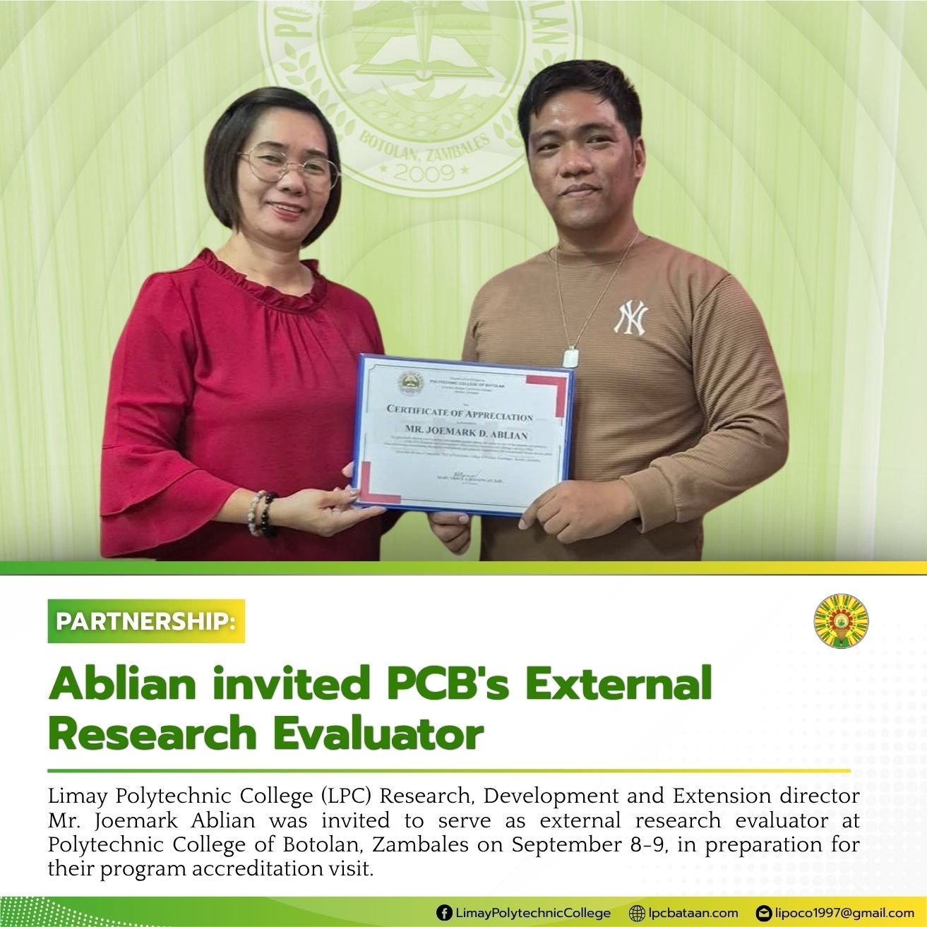 𝗣𝗔𝗥𝗧𝗡𝗘𝗥𝗦𝗛𝗜𝗣 | Ablian invited PCB's External Research Evaluator