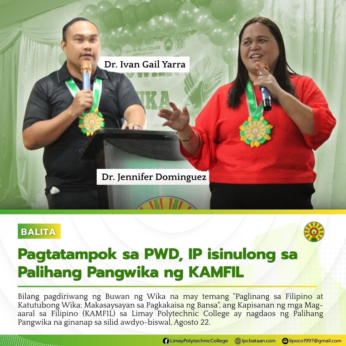 Pagtatampok sa PWD, IP isinulong sa Palihang Pangwika ng KAMFIL