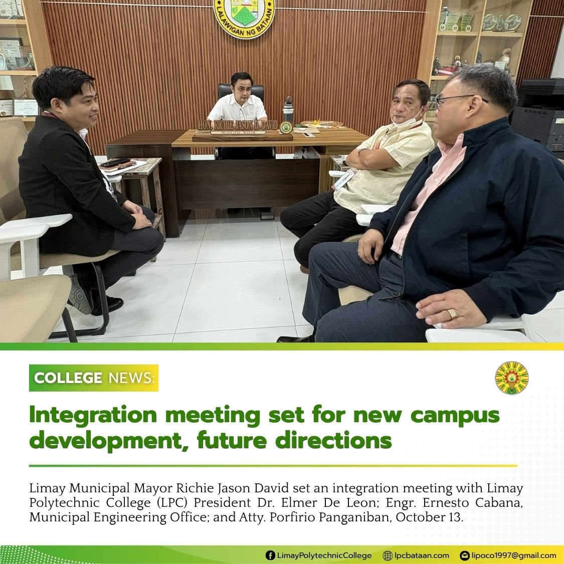 𝗖𝗢𝗟𝗟𝗘𝗚𝗘 𝗡𝗘𝗪𝗦 | Integration meeting set for new campus development, future directions